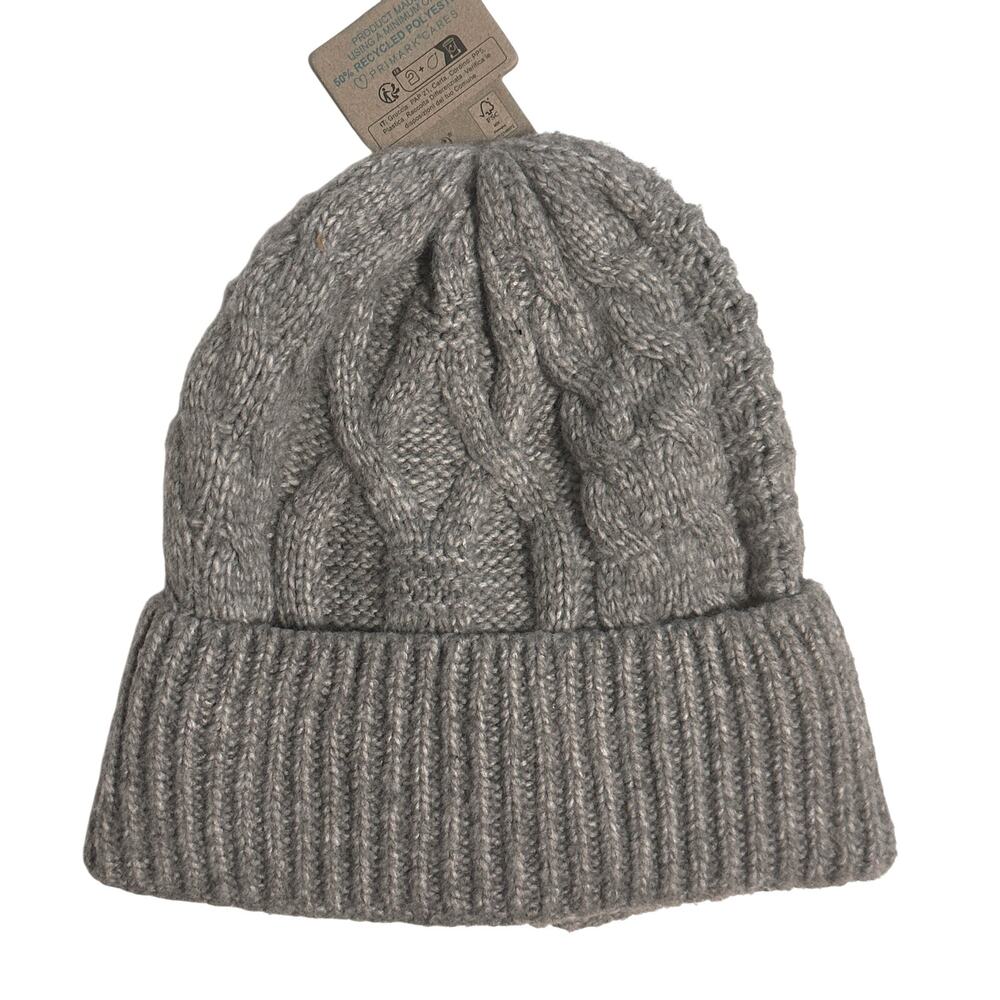 Primark NEW Gray Cable Knit Hat Womens One Size Beanie Warm Rustic